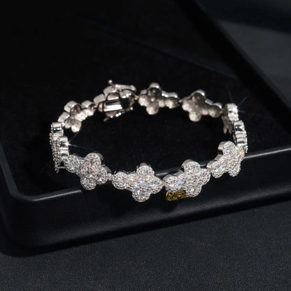 Diamond 12.5MM Flower Clover Bracelet