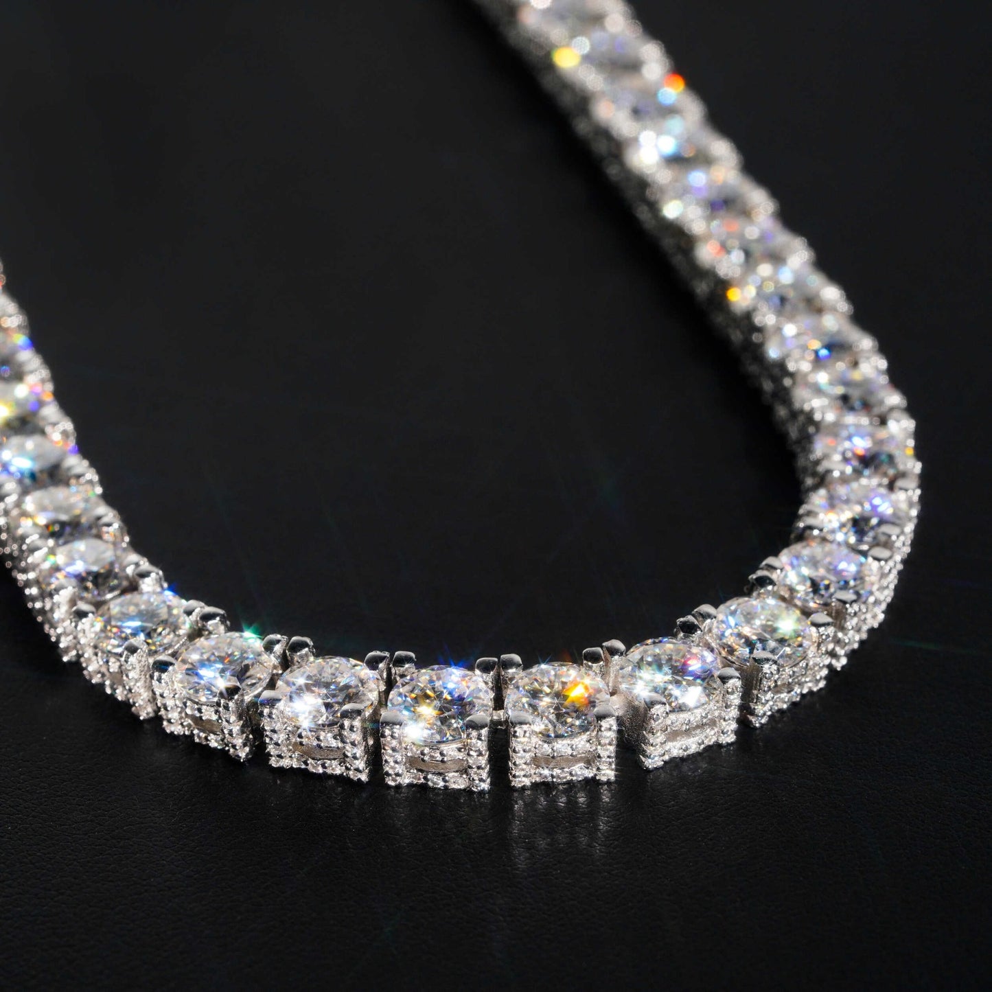 5MM Fully Flooded 925 Silver Tennis Chains Moissanite