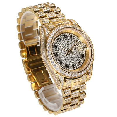 Yellow 41MM 15CT Moissanite Flooded Watch